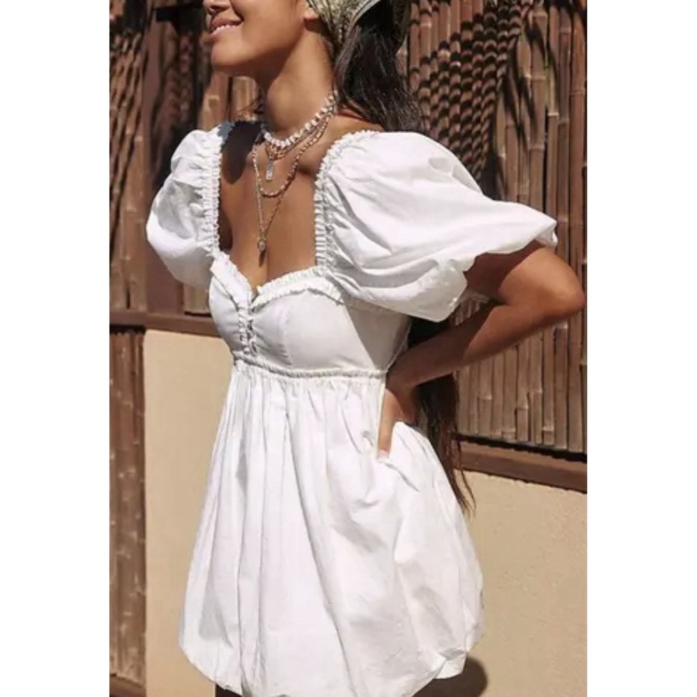 Free People Rendezvous Me White Bubble Hem Dress Size Medium - Picture 9 of 9